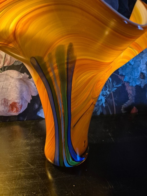 Image 1 of Murano stijl oranje grote glazen vaas 
