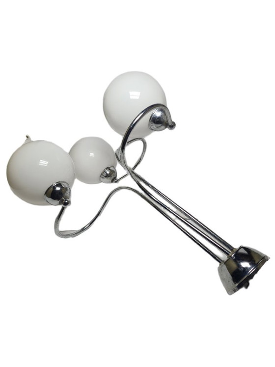 Lampadario in stile Art Déco, Polonia, anni '70 – Glass, Chrome (photo 7 of 10)