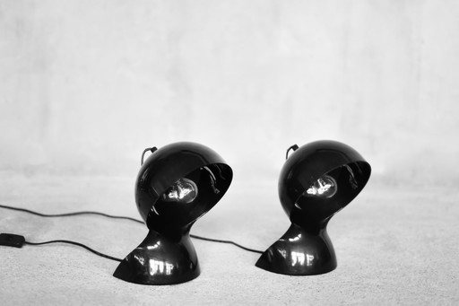 Lampe de table Dalù noire moderne vintage par Vico Magistretti pour Artemide, 1960, lot de 2