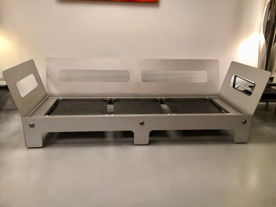 Image 1 of Braunes Leder und eloxiertes Sofa von Sigurd Ressel für Vatne Mobler, Norwegen 1968