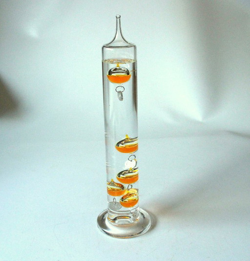 Galileo thermometer - handgemaakt - mondgeblazen - glas/metaal