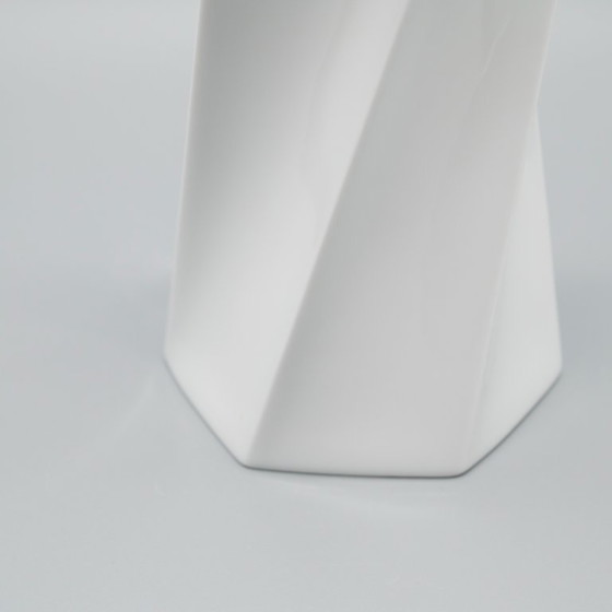 Image 1 of Postmodern Minimalist Chic Twisted Rosenthal Glossy Porcelain Vase Duo Jan Vaart