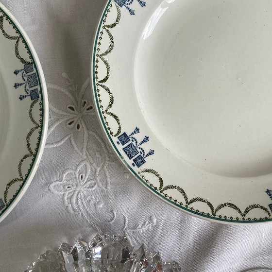 Image 1 of 6 assiettes dessert faïence ancienne Saint Amandinoise 