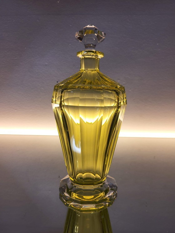 Image 1 of Val Saint Lambert “Montmartre” shaker / karaf met 2 glazen in uraniumglas ca. 1930