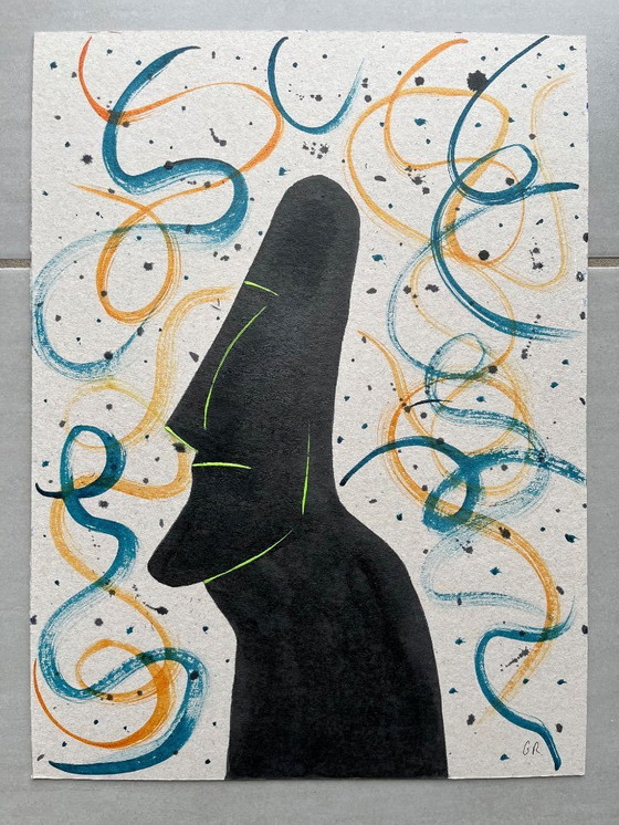 Image 1 of Oost-Indische inkt op naturel karton.  Formaat 30x40cm.