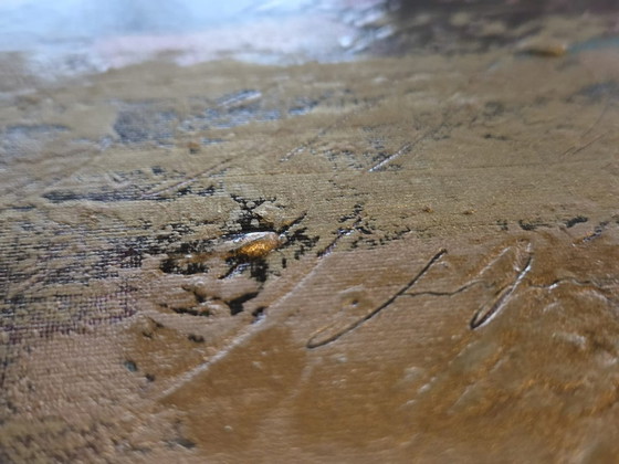 Image 1 of ALFREDO RAPETTI (Abstractie op basis van tekens). "Gold," 2007 - Gemengde technieken op canvas, 40x40x3 cm