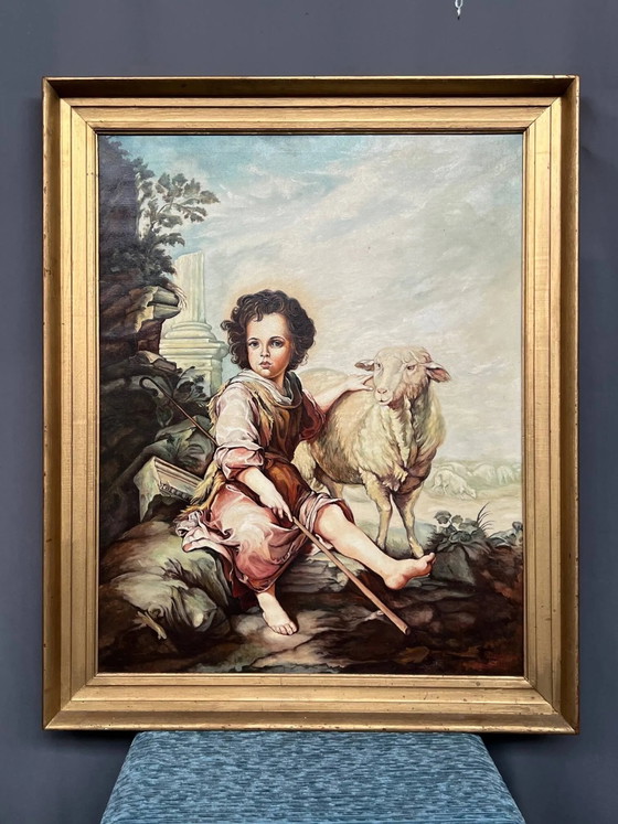 Schilderij "De Goede Herder". Olieverf op doek. – Schilderijen & Tekeningen, Canvas (photo 7 of 7)