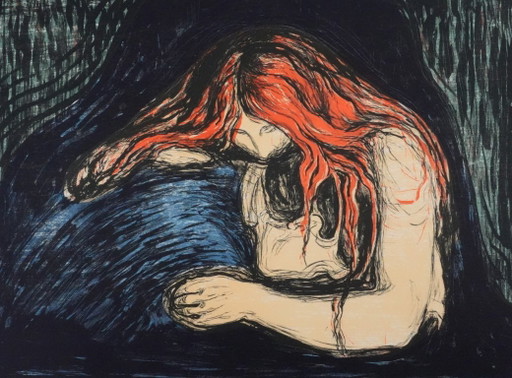 Edvard Munch: Vampire, Signed Lithograph – lithos zeefdrukken, Paper (photo 2 of 10)