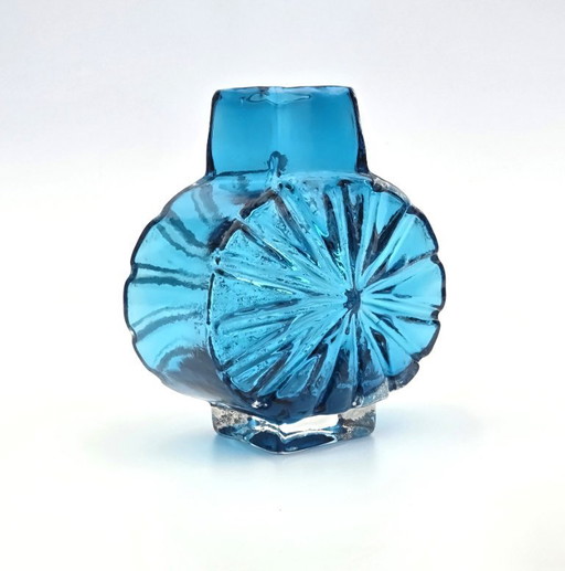 Whitefriars Geoffrey Baxter Sunburst Vase Eisvogelblau
