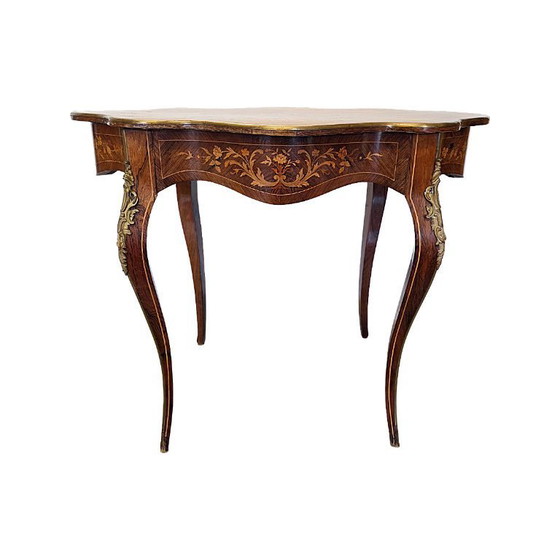 Image 1 of Antigua mesa francesa estilo Luis XV con cajón, finales del siglo XIX