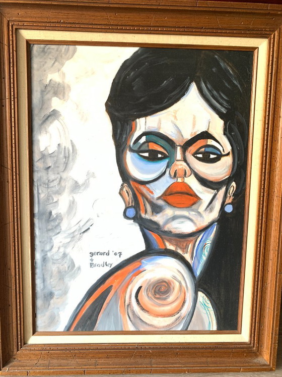 Acrylic painting on panel 'Paris Girl' - Signed '07, Paintings & Drawings, Other, Multi Color (photo 4 of 5)