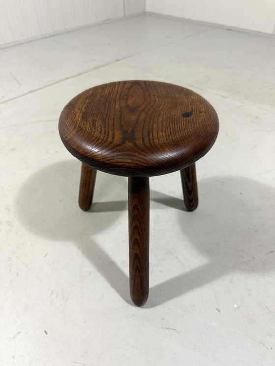 Image 1 of French Solid Oak Stool 1960's