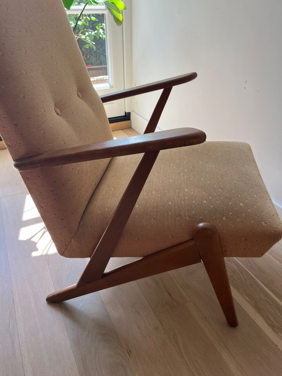 Image 1 of Set van 2 Vintage Pastoe Fauteuils - Gele Stof & Hout