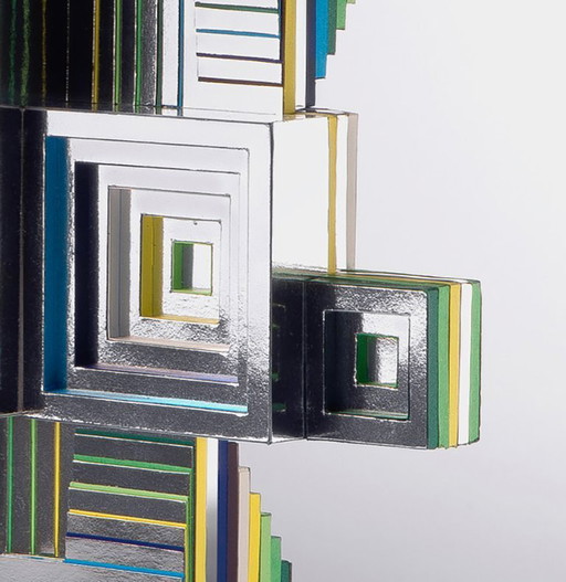 Paper collage on foam board / Maya blue 2025