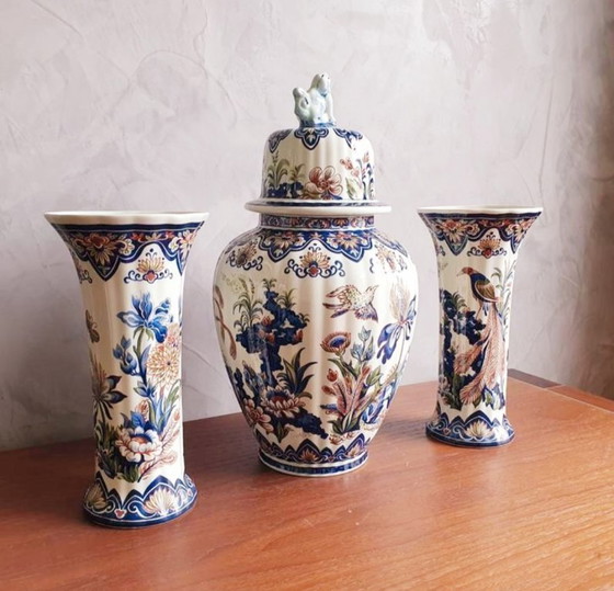 Image 1 of Unieke Kastelenset Vieux Rhodes Boch pauwen en vogels 