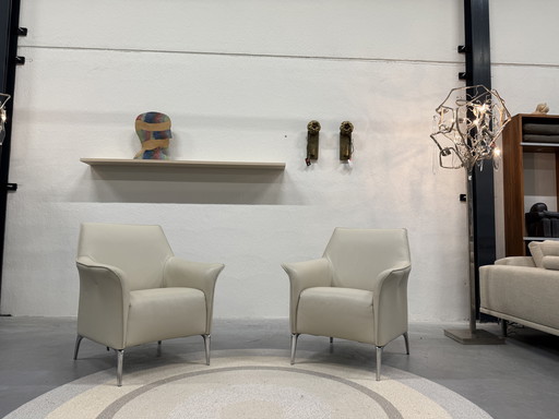 2 Fauteuils Leolux Mayuro Ceras cuir immaculé