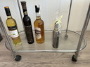 Servierwagen aus Glas und Aluminium mit 5 Karaffen