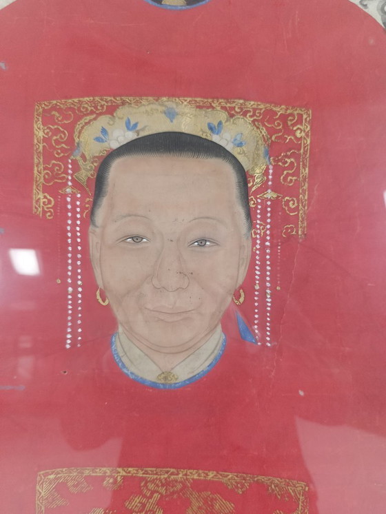 Image 1 of Retrato ancestral chino de la dinastía Qing