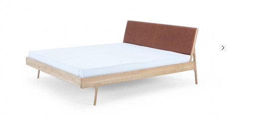 Letto Gazzda Fawn 180x200 - Rovere massello e pelle – tweepersoonsbedden, Wood, Leather