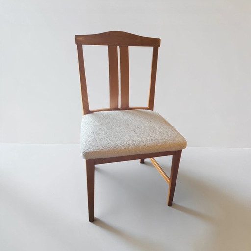 Silla vintage, imitación piel de oveja blanca, Suecia, años 60