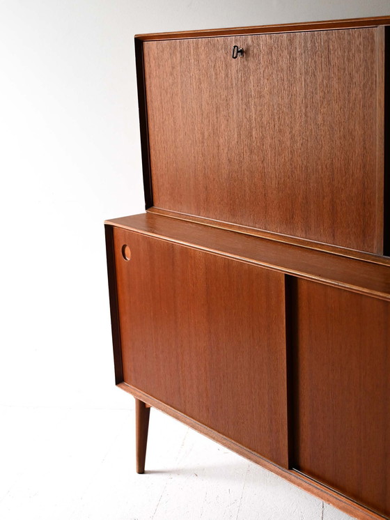 Image 1 of Danish Vintage Sideboard with Drop-Down Door and Sliding Panels