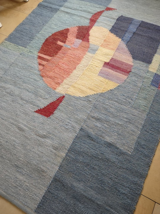 Image 1 of Handgewebter Wollteppich Bauhaus modern abstrakt
