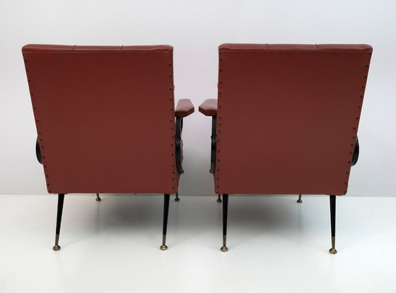 Image 1 of Mid-Century Modern Italian Faux Leather Small Armchair, 1960s