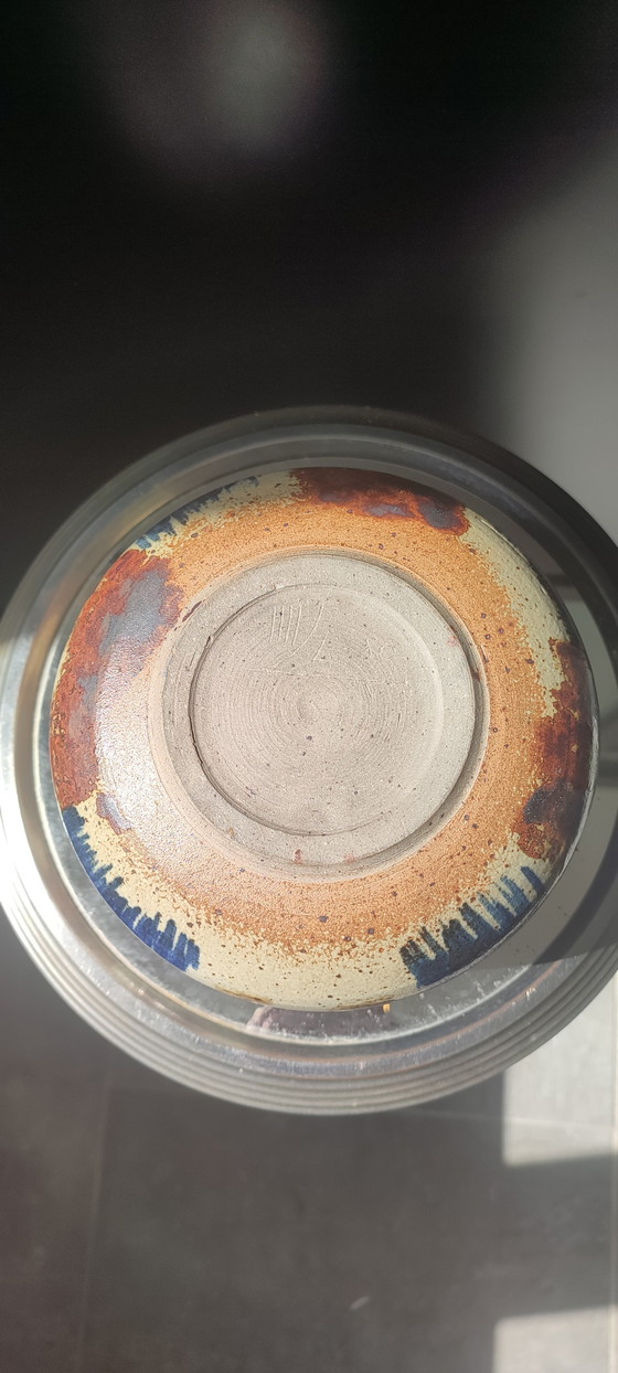 Image 1 of Pyrite stoneware ball vase, signed