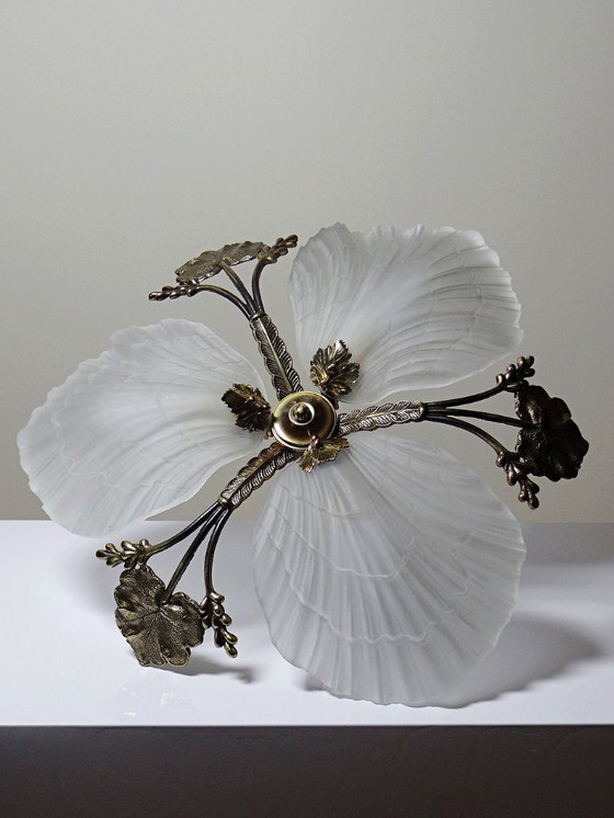 Image 1 of Lustre Hollywood Regency Art Déco vintage 80-90 Bronze Mariner Coquillages