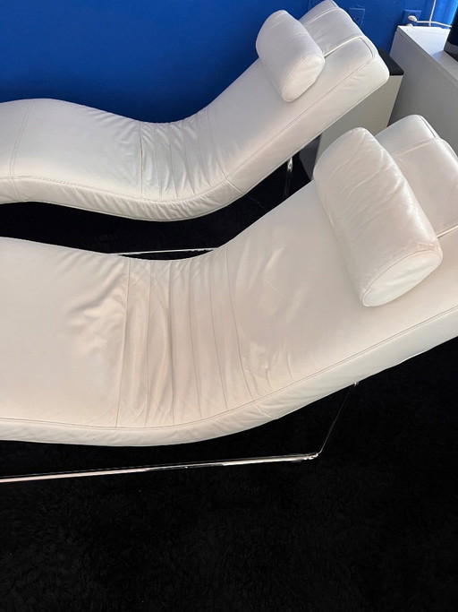 1 Rolf Benz Lounge-Sessel, weißes Leder