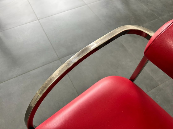 Belgochrom Fiesta dining chairs – red cow leather - 6 pieces – Metal (photo 13 of 19)