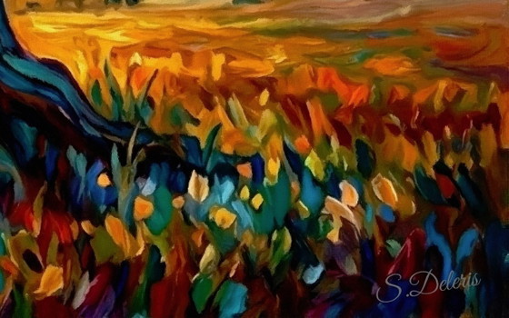 Image 1 of Impressionist nude painting on canvas "A Moment of Eternity" / (80x80) cm
