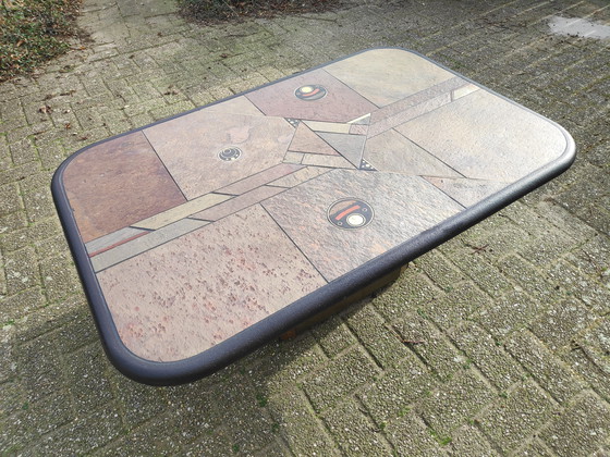 Image 1 of Tavolino da caffè brutalista in mosaico firmato da Paul Kingma, Paesi Bassi, anni '80