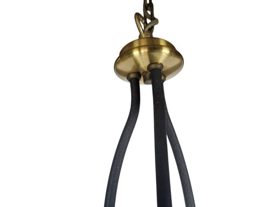 Image 1 of Suspension vintage style Sputnik/Sputnik/Stilnovo, en laiton opalin, fabriquée en Italie dans les années 80.
