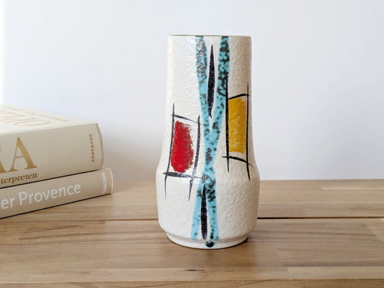 Image 1 of Sculptural Midcentury West German Pottery Vase by Scheurich, Geometric Design, Model 529/18, 1960s