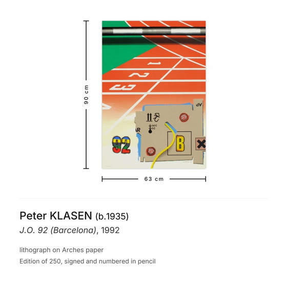 Peter Klasen signierte Lithographie J.O. 92 (Barcelona) – Lithographien & Drucke, Paper (photo 3 of 5)