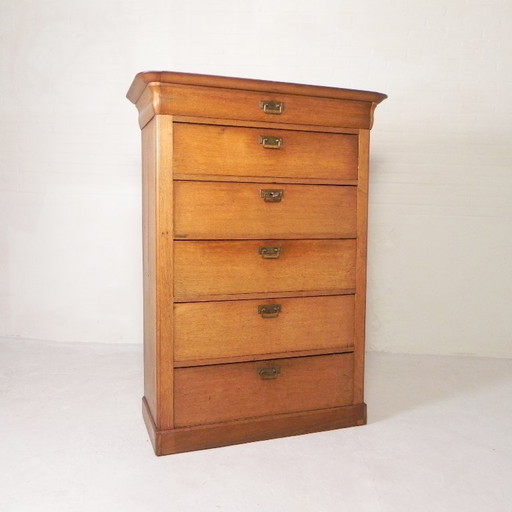 Ladekast Met 5 Laden en 1 Klep, Chiffoniere, Eind 19e Eeuw