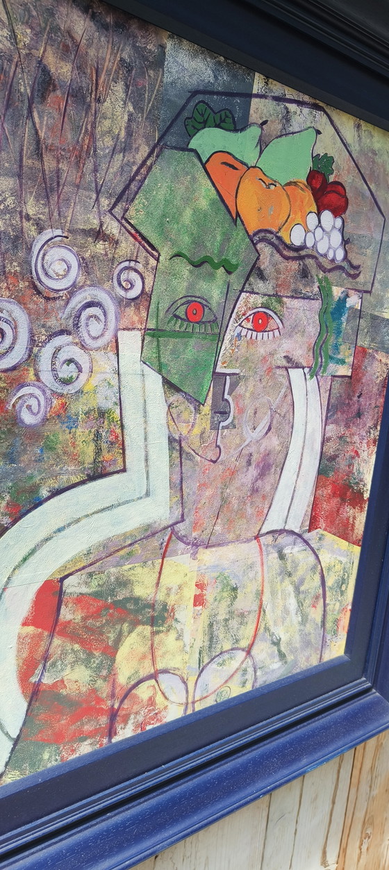 Image 1 of Ludo Huys, Mixed-Media-Kunst aus den 1990er Jahren im Stil von Picasso