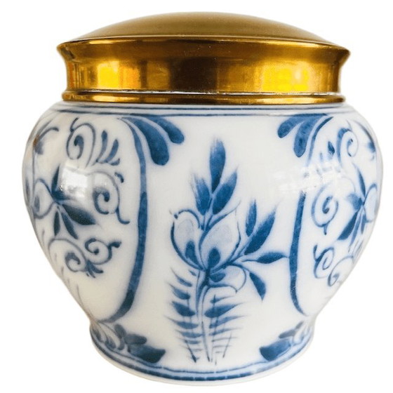 Vintage Delft Blue Lidded Pot Brass Zenith Gouda 1940s – Vases, Ceramic (photo 3 of 6)