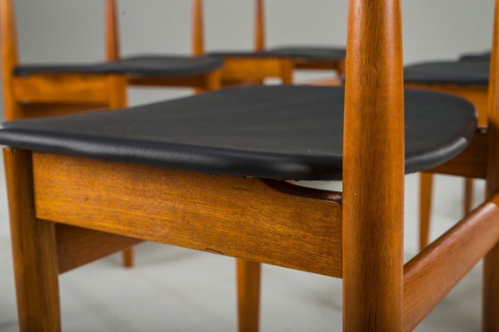 Image 1 of Mesa de comedor extensible y sillas danesas de teca de Hans Olsen para Frem Røjle, años 60, juego de 7