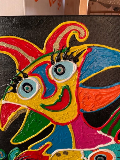 Original Peko painting 80x80 – colorful expressive artwork