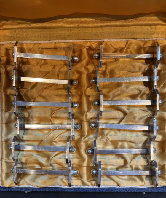 Image 1 of Poggiacoltelli Art Déco in argento placcato - Set da 12 - Francia anni '30