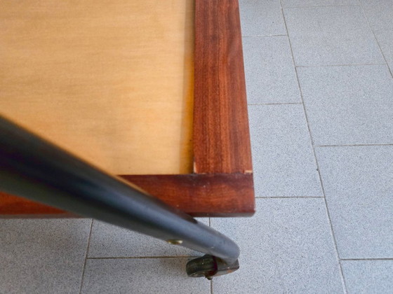 Image 1 of Vintage 1950s Rolling Bar Cart, Mahogany & Varnished Wood, 50s Rockabilly