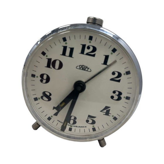 Image 1 of PRIM vintage alarm clock – Czechoslovakia – mechanical – chrome – 1960s/1970s