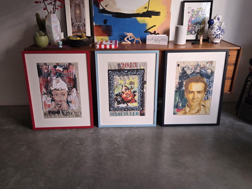 Salvatore Masciullo malt auf Zeitungspapier