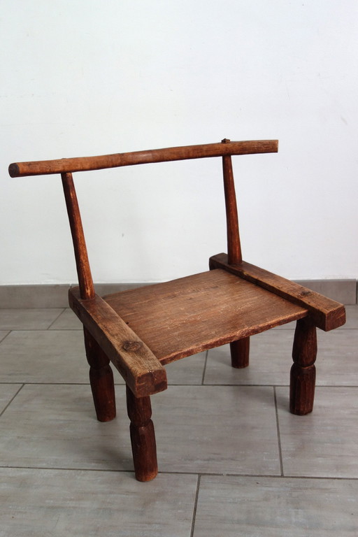 Traditioneller Stuhl Baoulé Vintage Brutalist Elfenbeinküste
