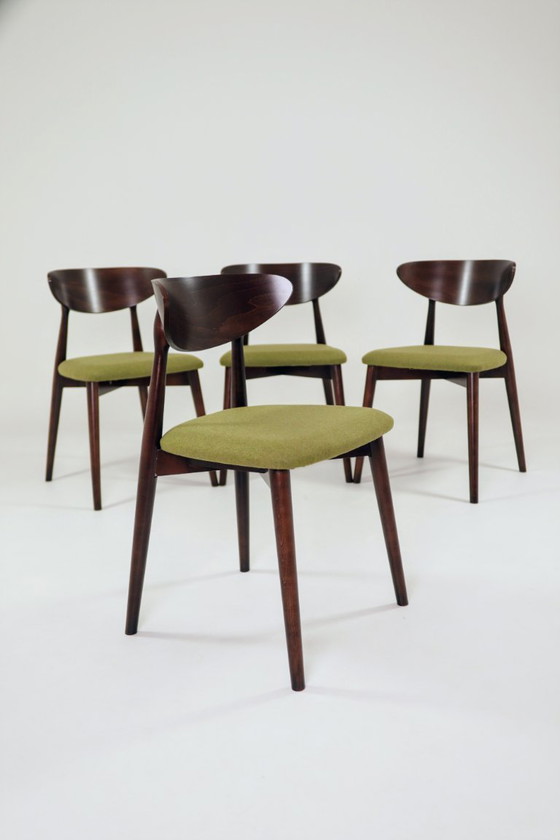 Image 1 of Eetkamerstoelen set van 4 sauvage groene bekleding hout kleur te kiezen