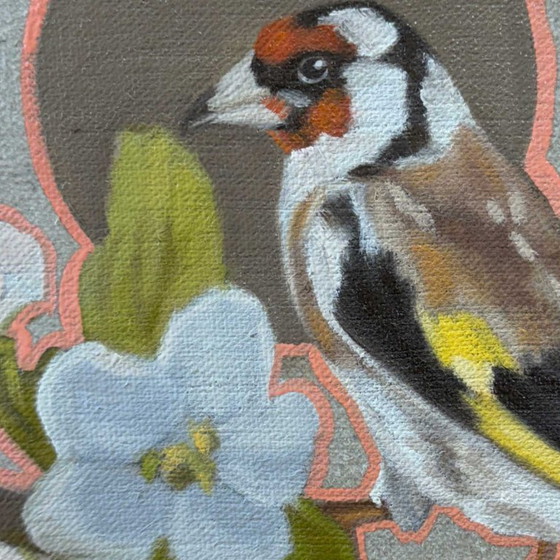 Image 1 of Goldfinch, oil on canvas, 20x20 cm, Sandra Kolondam