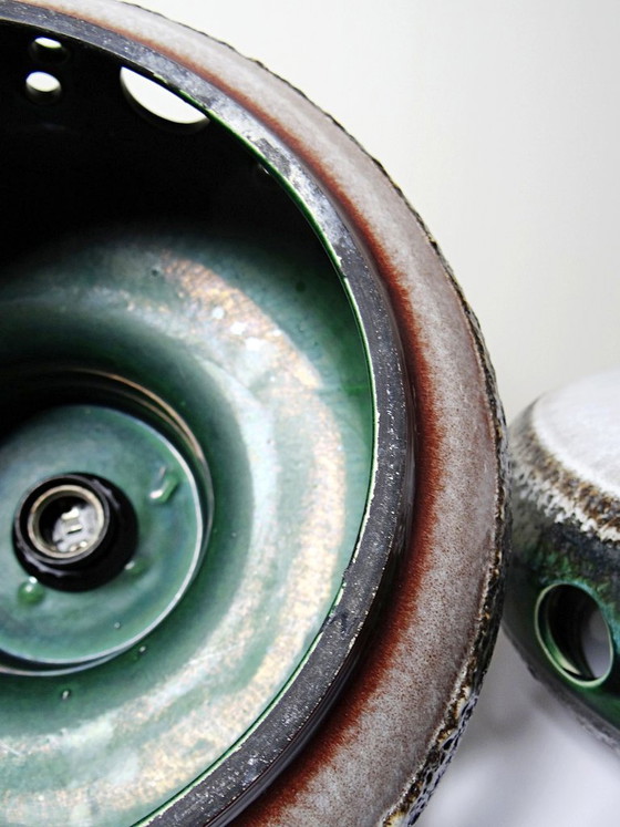 Paar Große Herda Emaillierte Keramik Pendelleuchten, 1970er Jahre – Ceramic (photo 8 of 13)