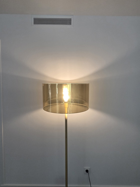 Image 1 of Elegant Modern Floor Lamp with Marble Base & Gold Shade